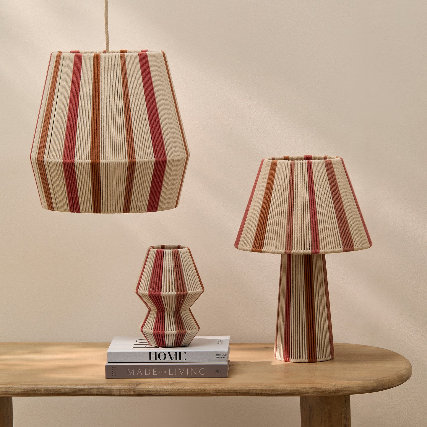 Kateli Paprika Stripe Large Table Lamp - 45cm-AUDUS INTERIORS
