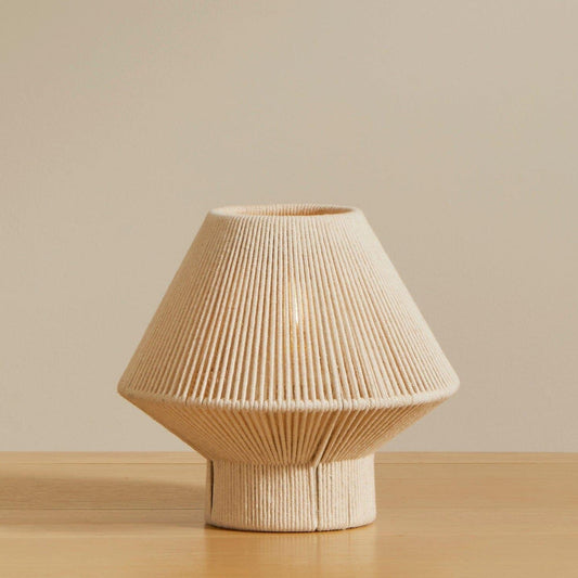 Bari Small White Cotton String Table Lamp-AUDUS INTERIORS