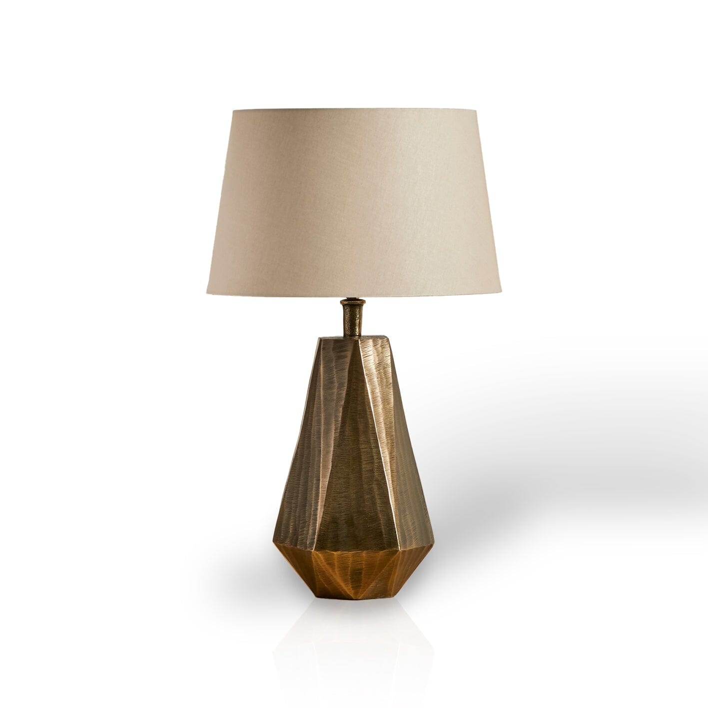 Elcombe Bronze Lamp with Coningsby Taupe Shade - 35cm-AUDUS INTERIORS