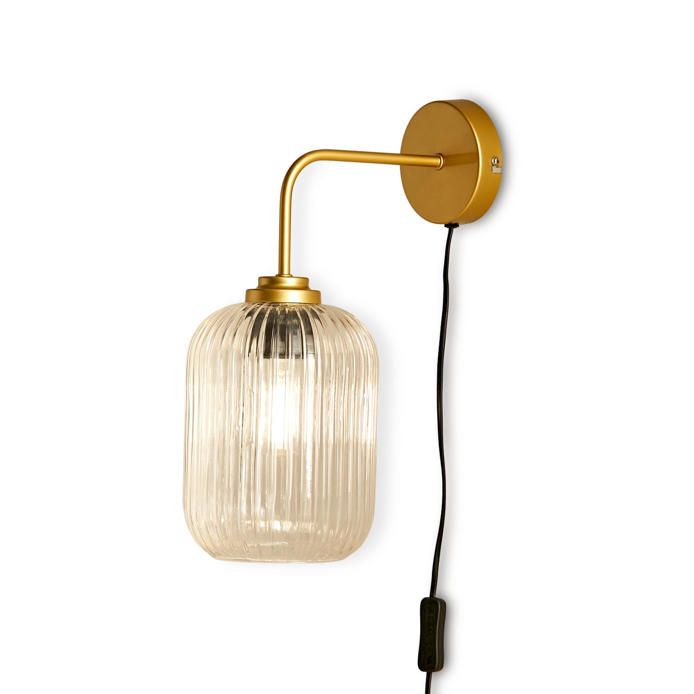 Elland Plug in Wall Light Gold - Clear Glass-AUDUS INTERIORS