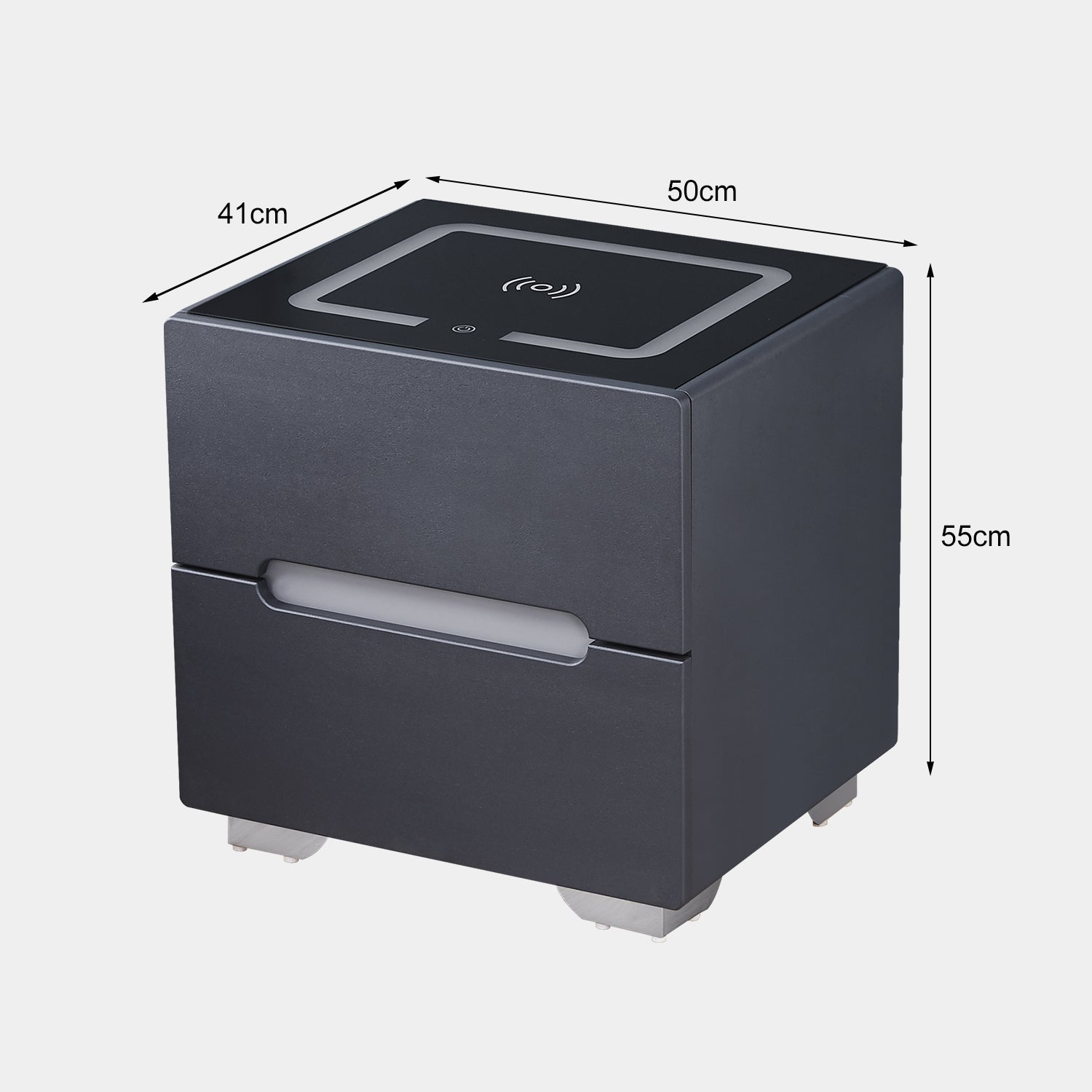 Erinn LED Light Bedside Table [2/3 Drawers][Charging Station][Nightstand]-AUDUS INTERIORS