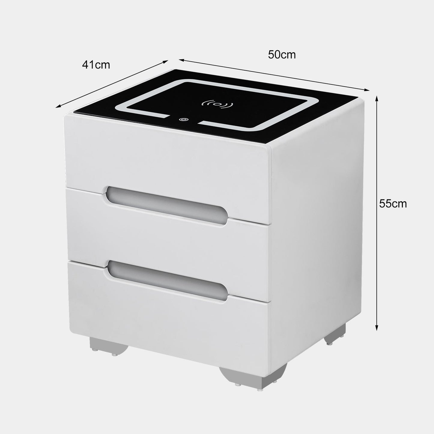 Erinn LED Light Bedside Table [2/3 Drawers][Charging Station][Nightstand]-AUDUS INTERIORS