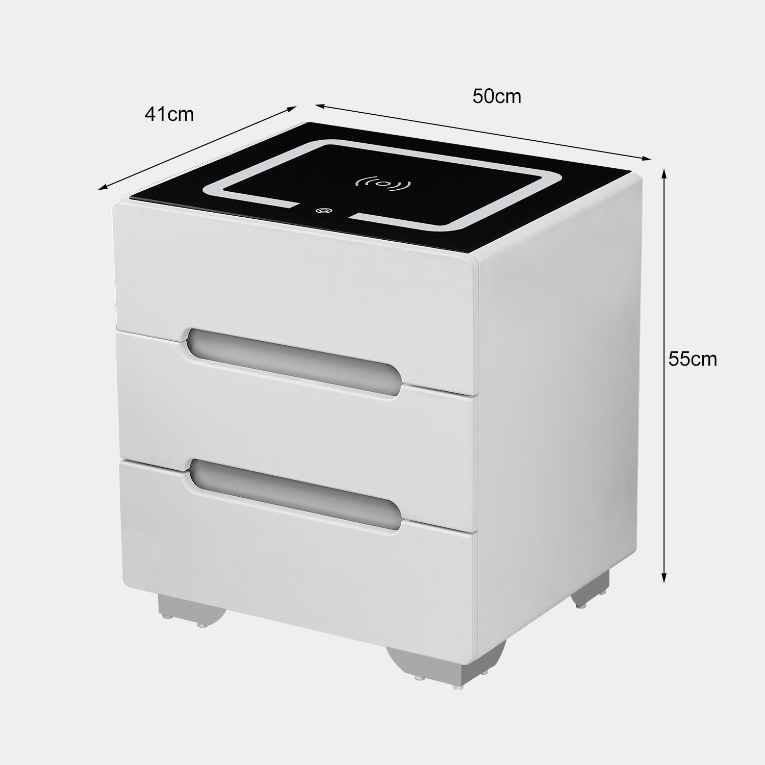 Erinn LED Light Bedside Table [2/3 Drawers][Charging Station][Nightstand]-AUDUS INTERIORS