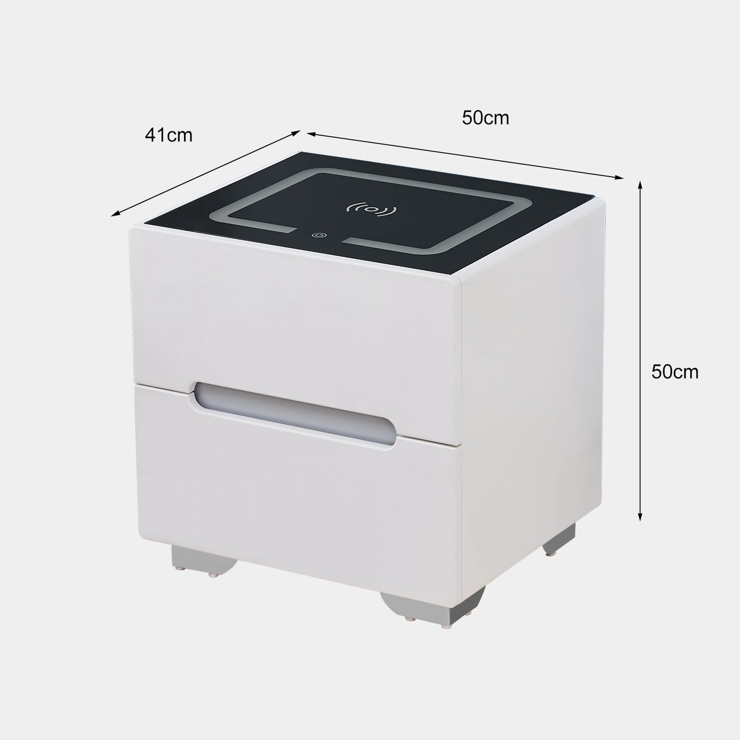 Erinn LED Light Bedside Table [2/3 Drawers][Charging Station][Nightstand]-AUDUS INTERIORS