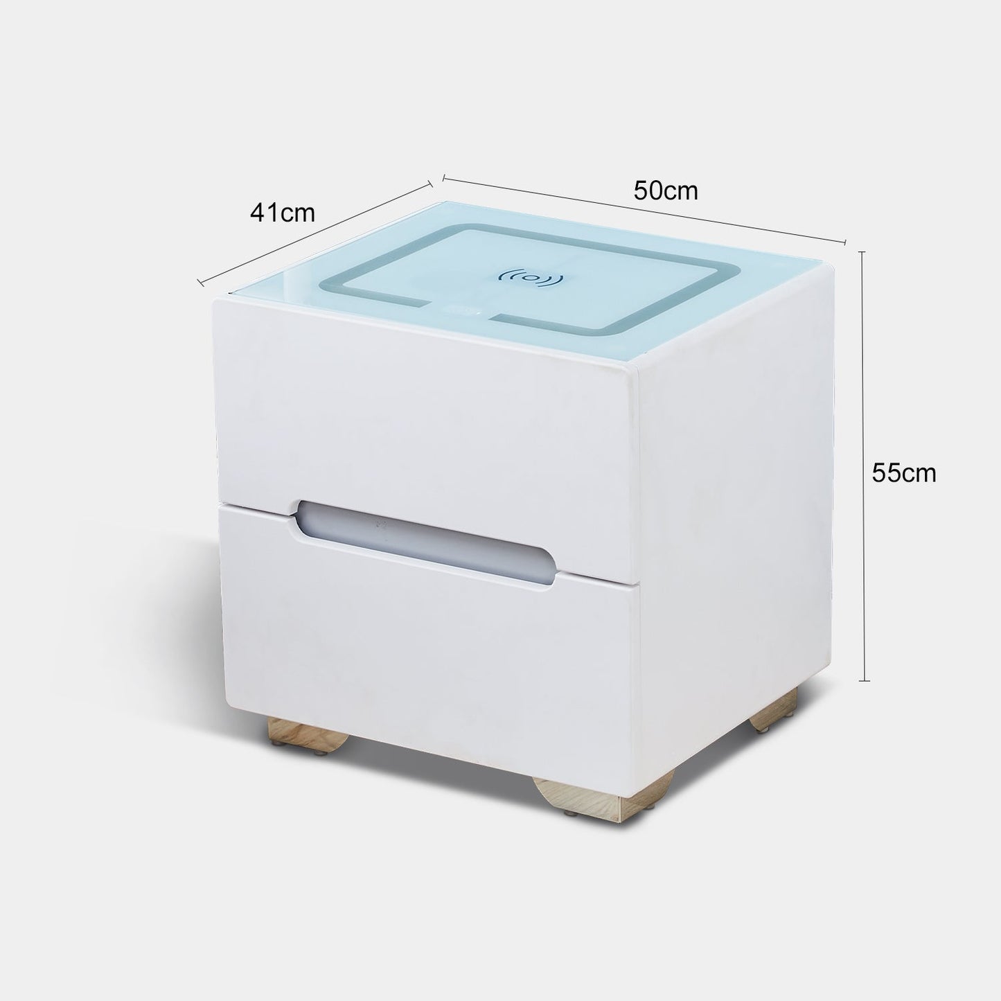 Erinn LED Light Bedside Table [2/3 Drawers][Charging Station][Nightstand]-AUDUS INTERIORS