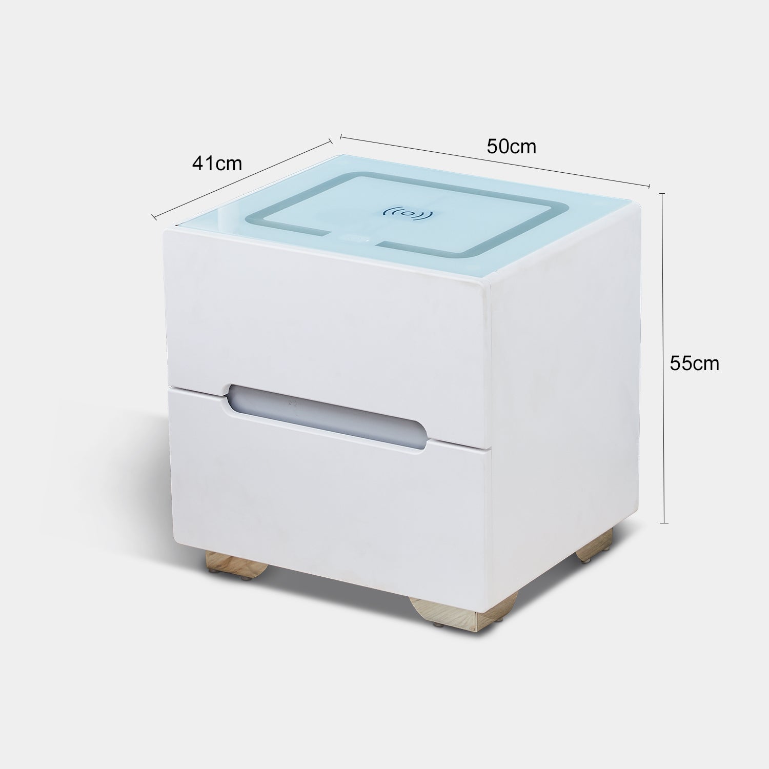 Erinn LED Light Bedside Table [2/3 Drawers][Charging Station][Nightstand]-AUDUS INTERIORS