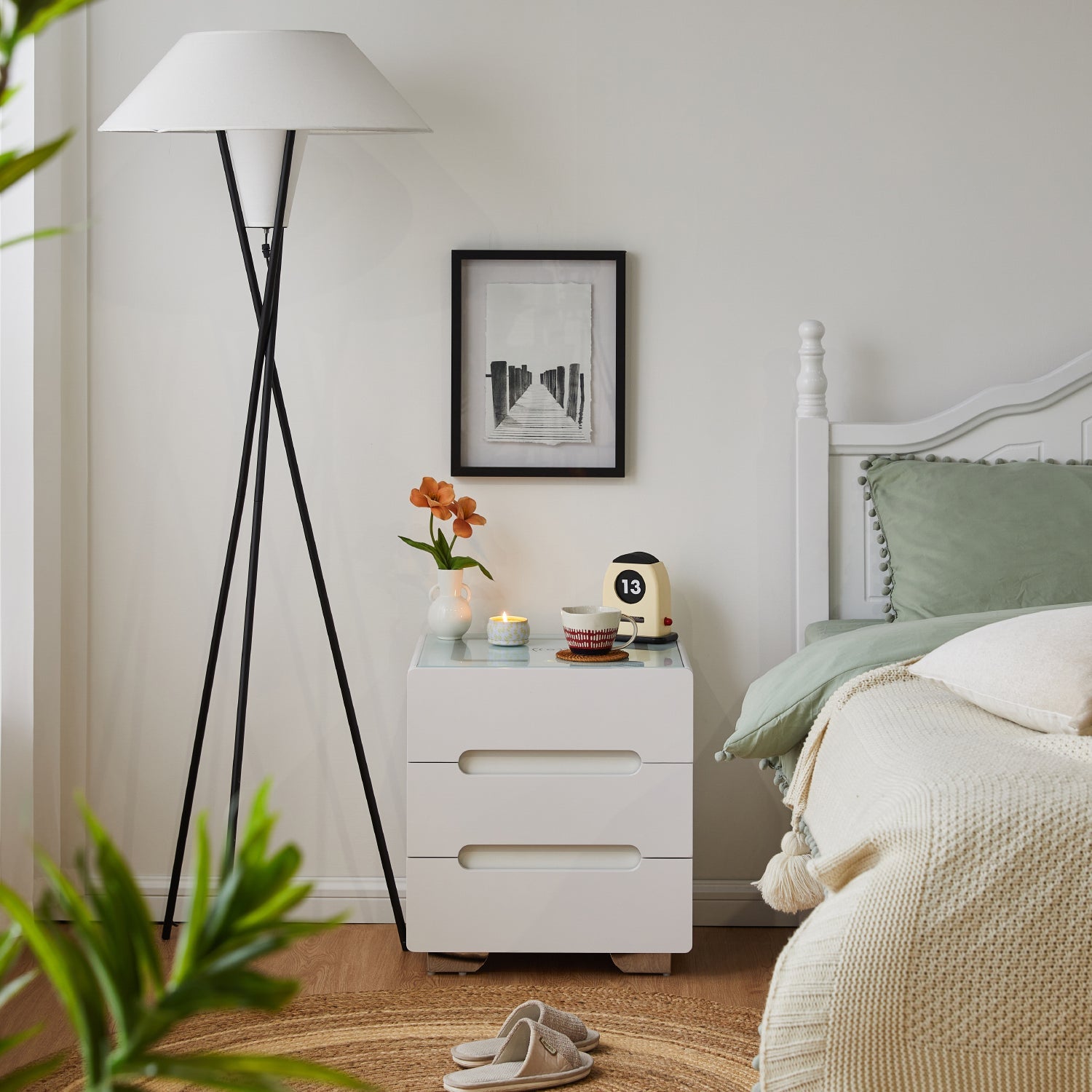 Erinn LED Light Bedside Table [2/3 Drawers][Charging Station][Nightstand]-AUDUS INTERIORS