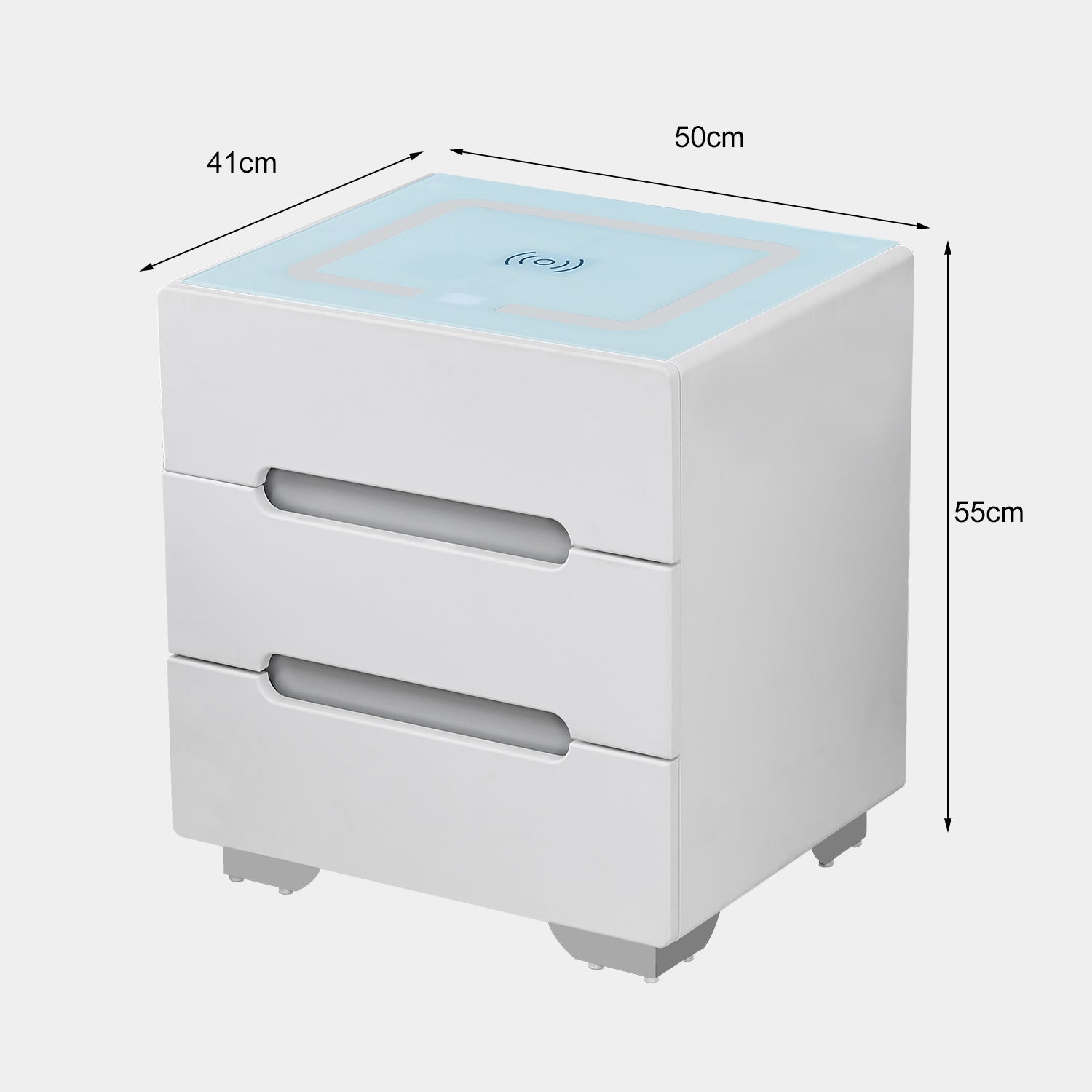 Erinn LED Light Bedside Table [2/3 Drawers][Charging Station][Nightstand]-AUDUS INTERIORS