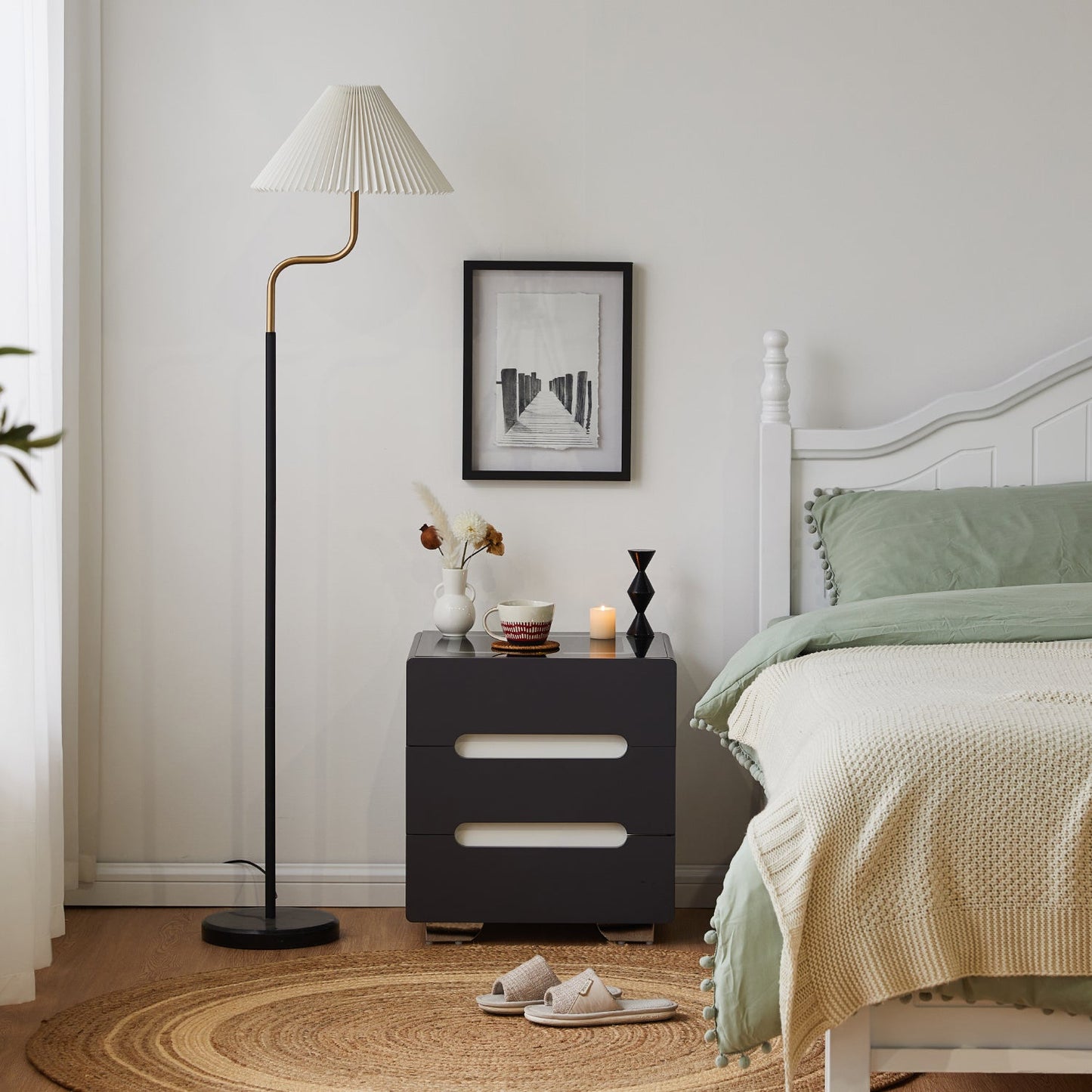 Erinn LED Light Bedside Table [2/3 Drawers][Charging Station][Nightstand]-AUDUS INTERIORS