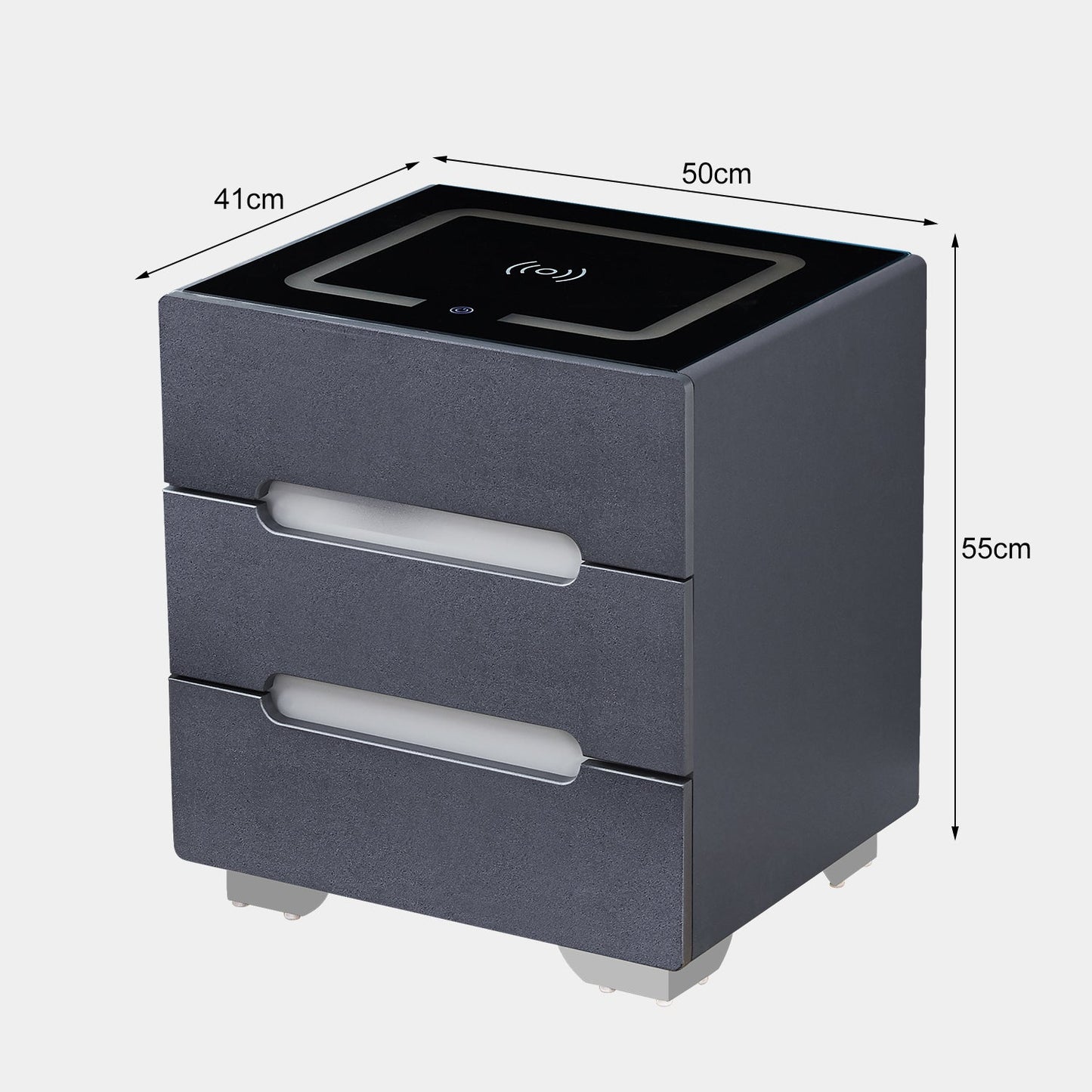 Erinn LED Light Bedside Table [2/3 Drawers][Charging Station][Nightstand]-AUDUS INTERIORS