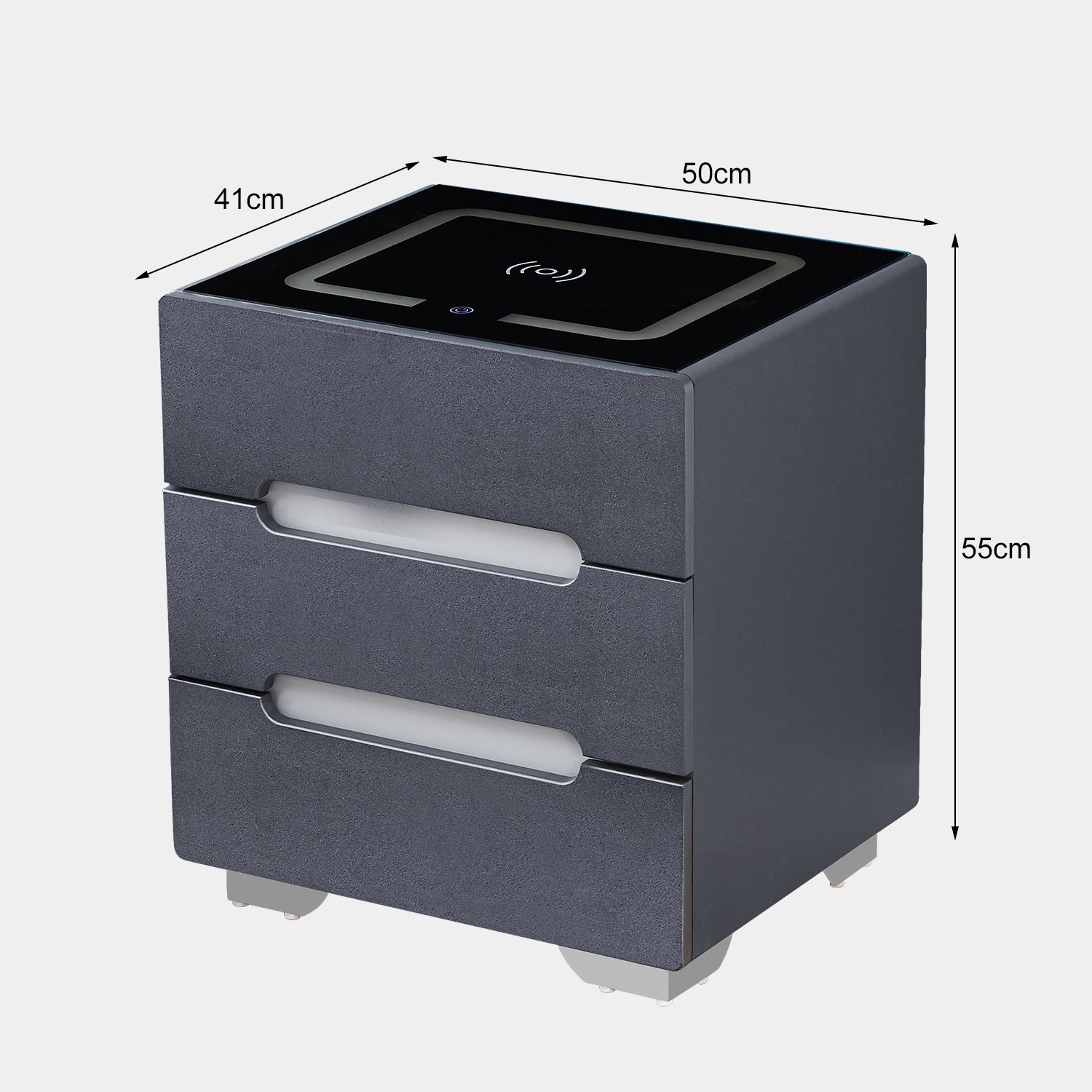 Erinn LED Light Bedside Table [2/3 Drawers][Charging Station][Nightstand]-AUDUS INTERIORS