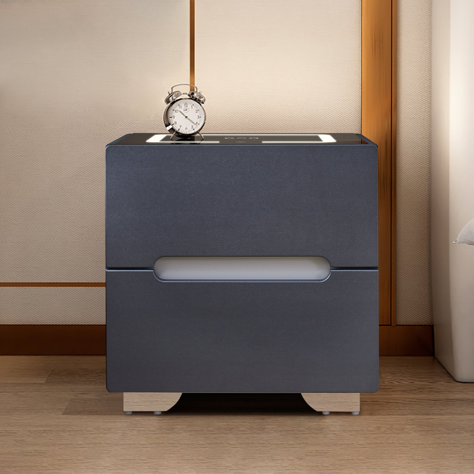 Erinn LED Light Bedside Table [2/3 Drawers][Charging Station][Nightstand]-AUDUS INTERIORS