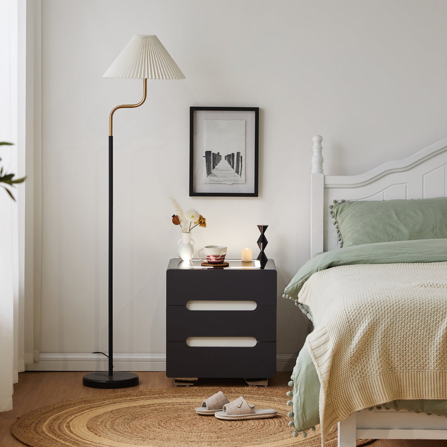 Erinn LED Light Bedside Table [2/3 Drawers][Charging Station][Nightstand]-AUDUS INTERIORS