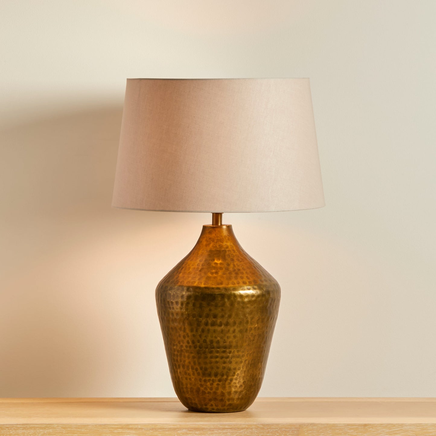 Hale Gold Lamp with Coningsby Taupe Shade - 35cm-AUDUS INTERIORS