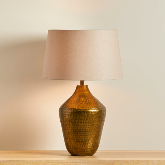 Hale Gold Lamp with Coningsby Taupe Shade - 35cm-AUDUS INTERIORS