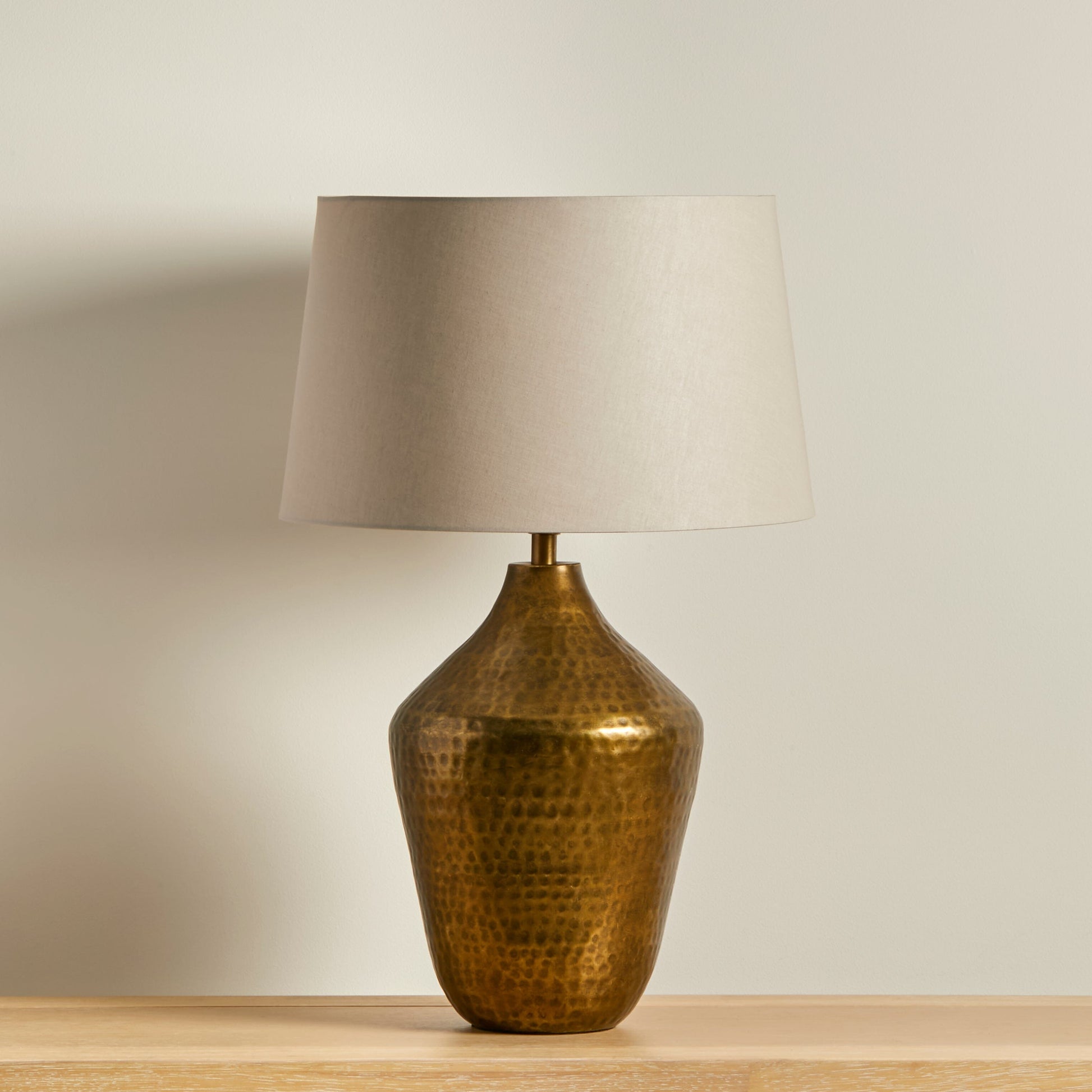 Hale Gold Lamp with Coningsby Taupe Shade - 35cm-AUDUS INTERIORS