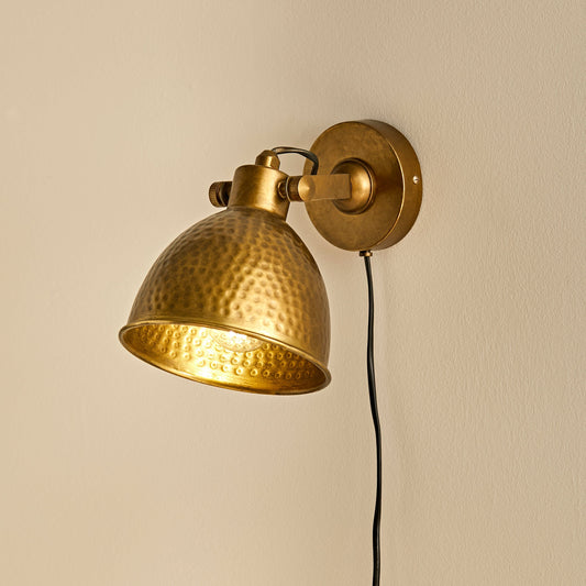 Hale Metal Plug in Wall Light - Gold-AUDUS INTERIORS