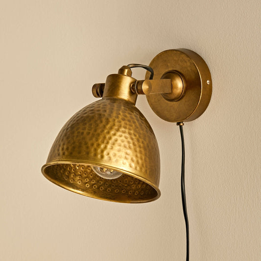 Hale Metal Plug in Wall Light - Gold-AUDUS INTERIORS