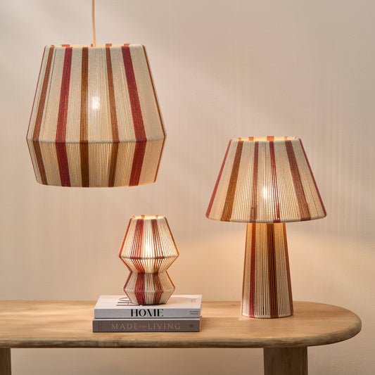 Kateli Paprika Stripe Large Table Lamp - 45cm-AUDUS INTERIORS
