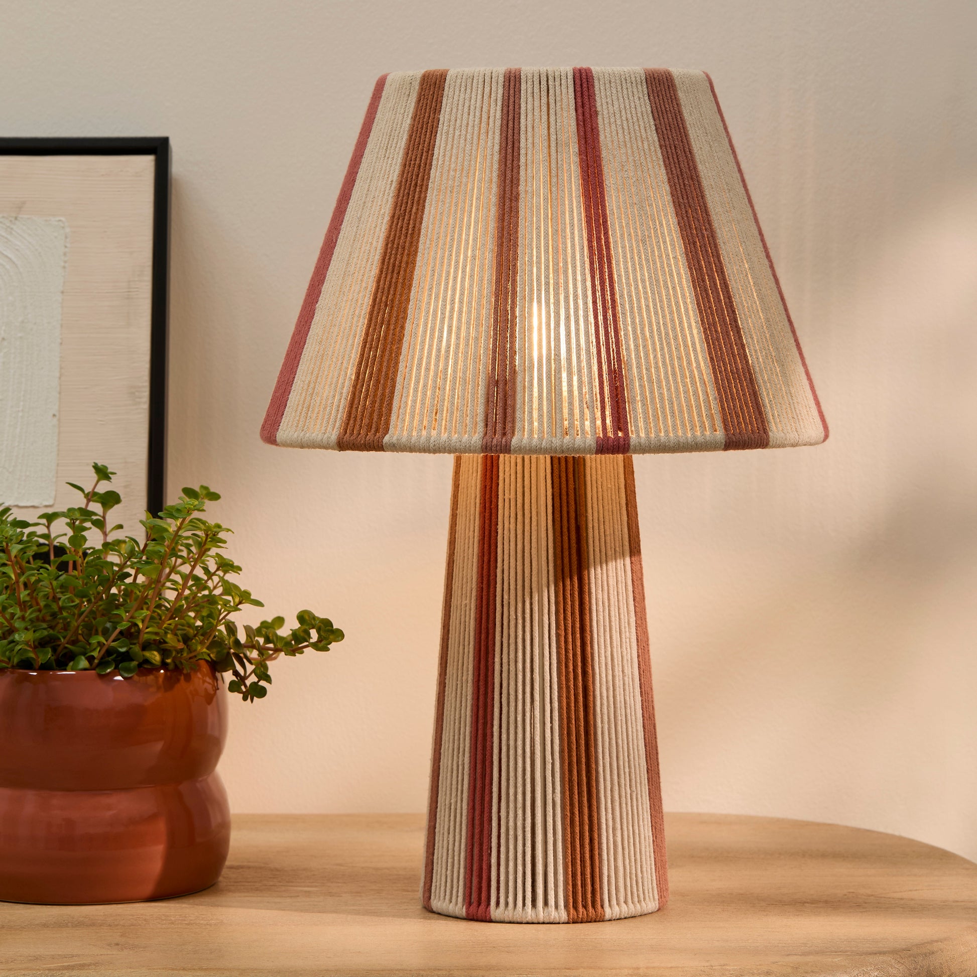 Kateli Paprika Stripe Large Table Lamp - 45cm-AUDUS INTERIORS