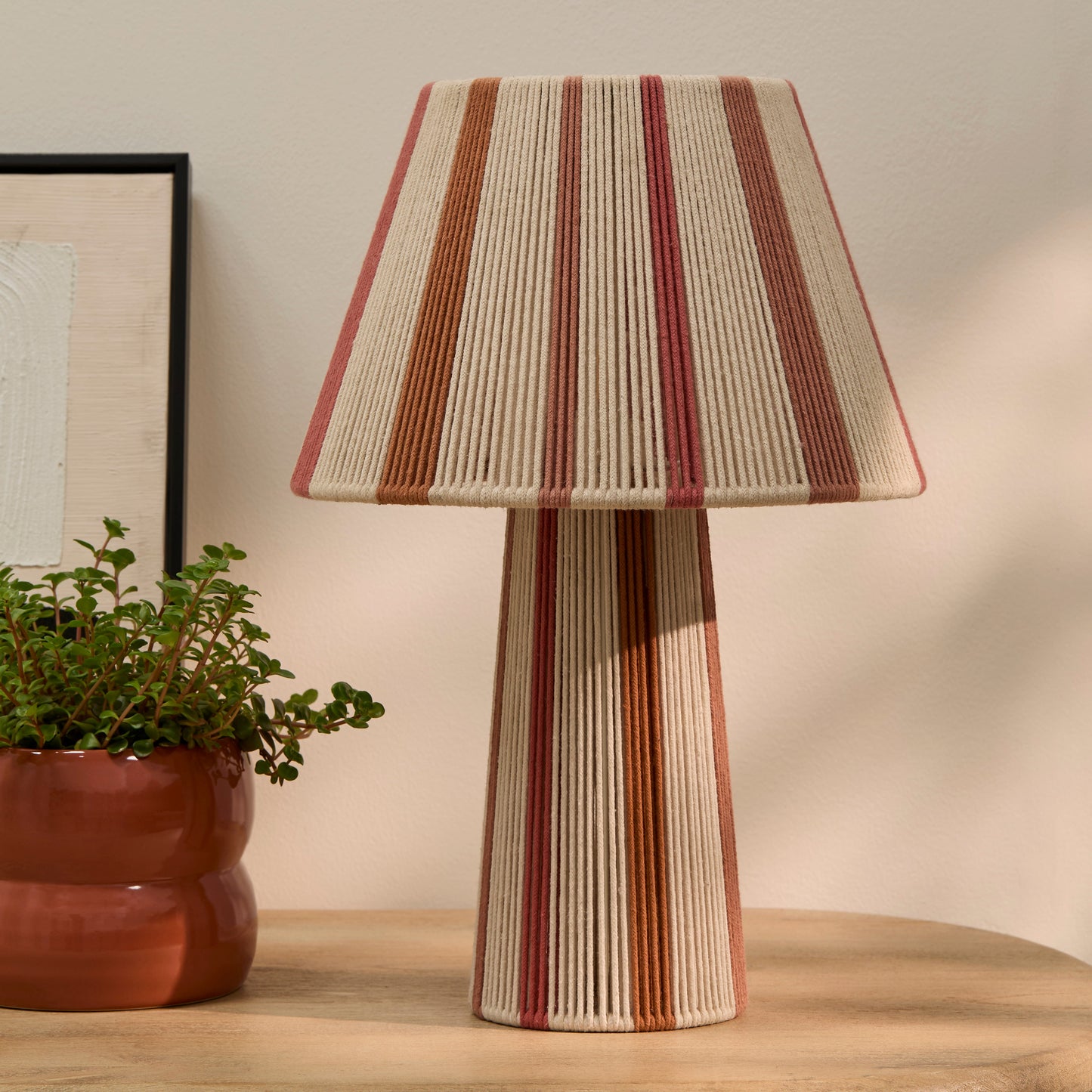 Kateli Paprika Stripe Large Table Lamp - 45cm-AUDUS INTERIORS
