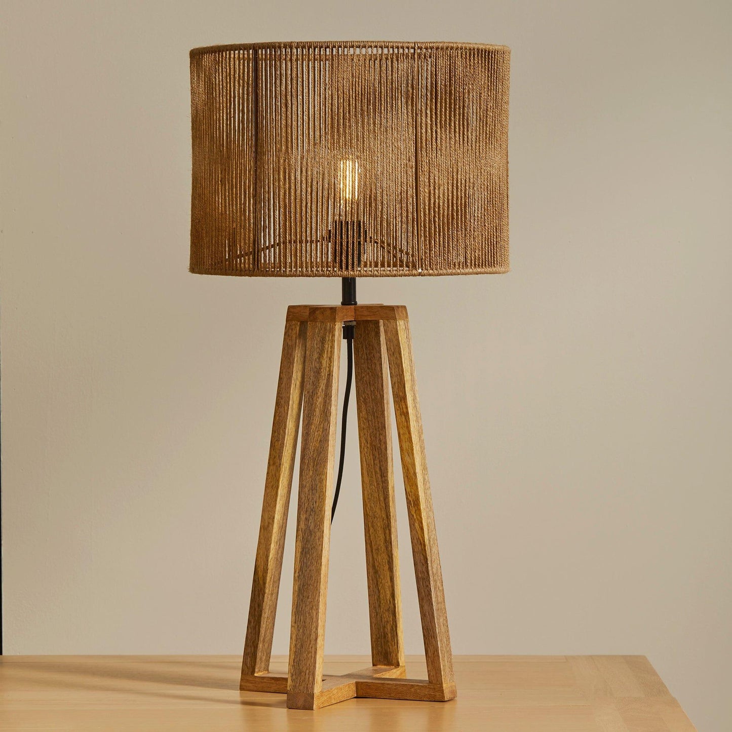 Konduru Large Cross Base Natural Jute Table Light-AUDUS INTERIORS