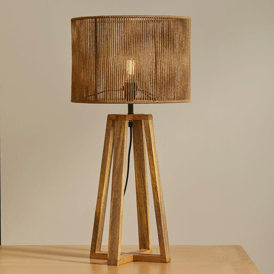 Konduru Large Cross Base Natural Jute Table Light-AUDUS INTERIORS