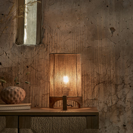 Konduru Natural Jute & Mango Wood Table Lamp - 30cm-AUDUS INTERIORS
