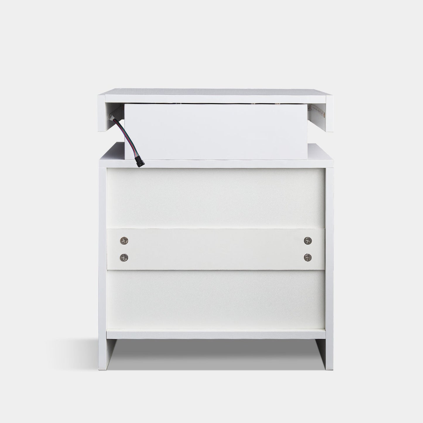 Kumar LED Light Bedside Table [2 Drawers][Nightstand]-AUDUS INTERIORS