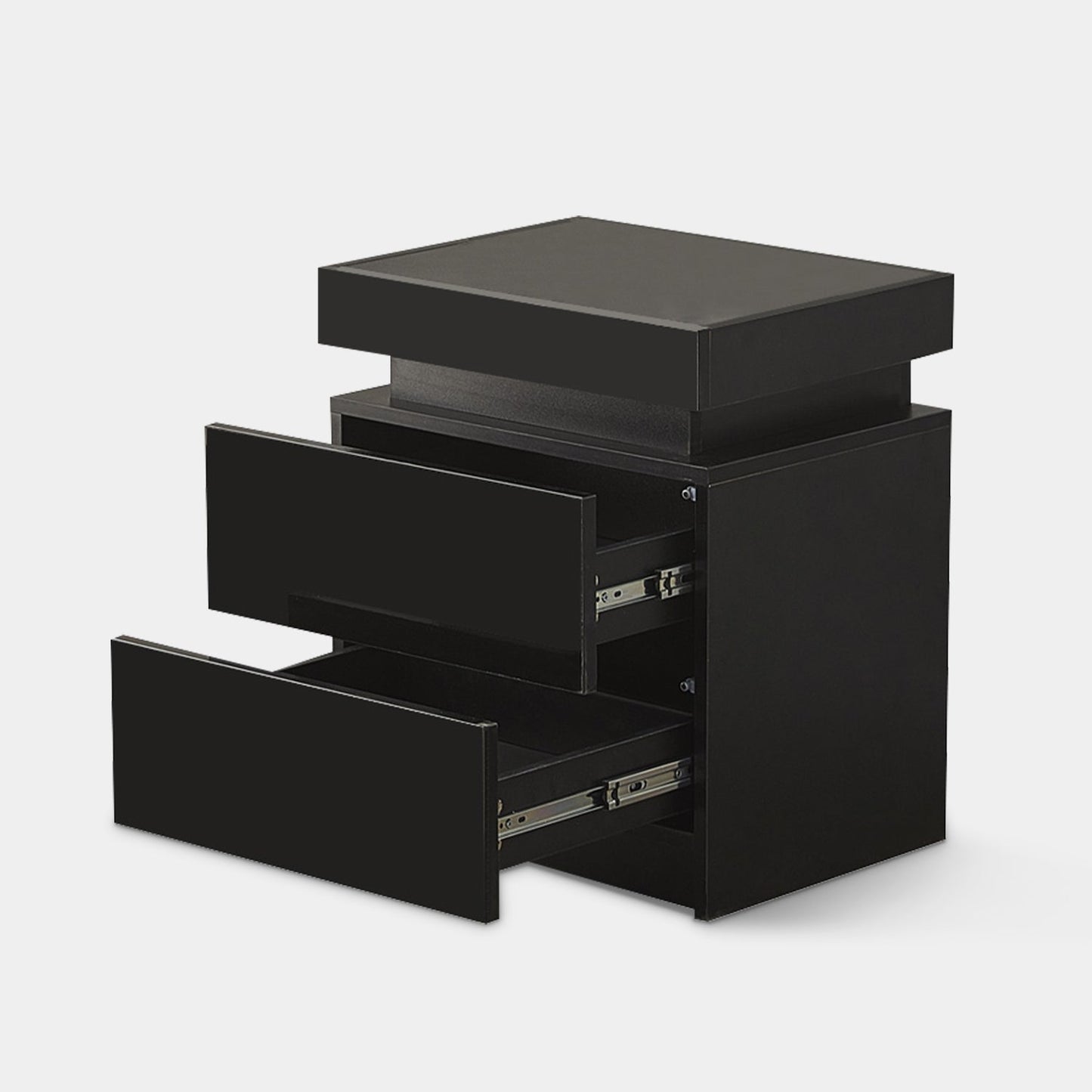 Kumar LED Light Bedside Table [2 Drawers][Nightstand]-AUDUS INTERIORS