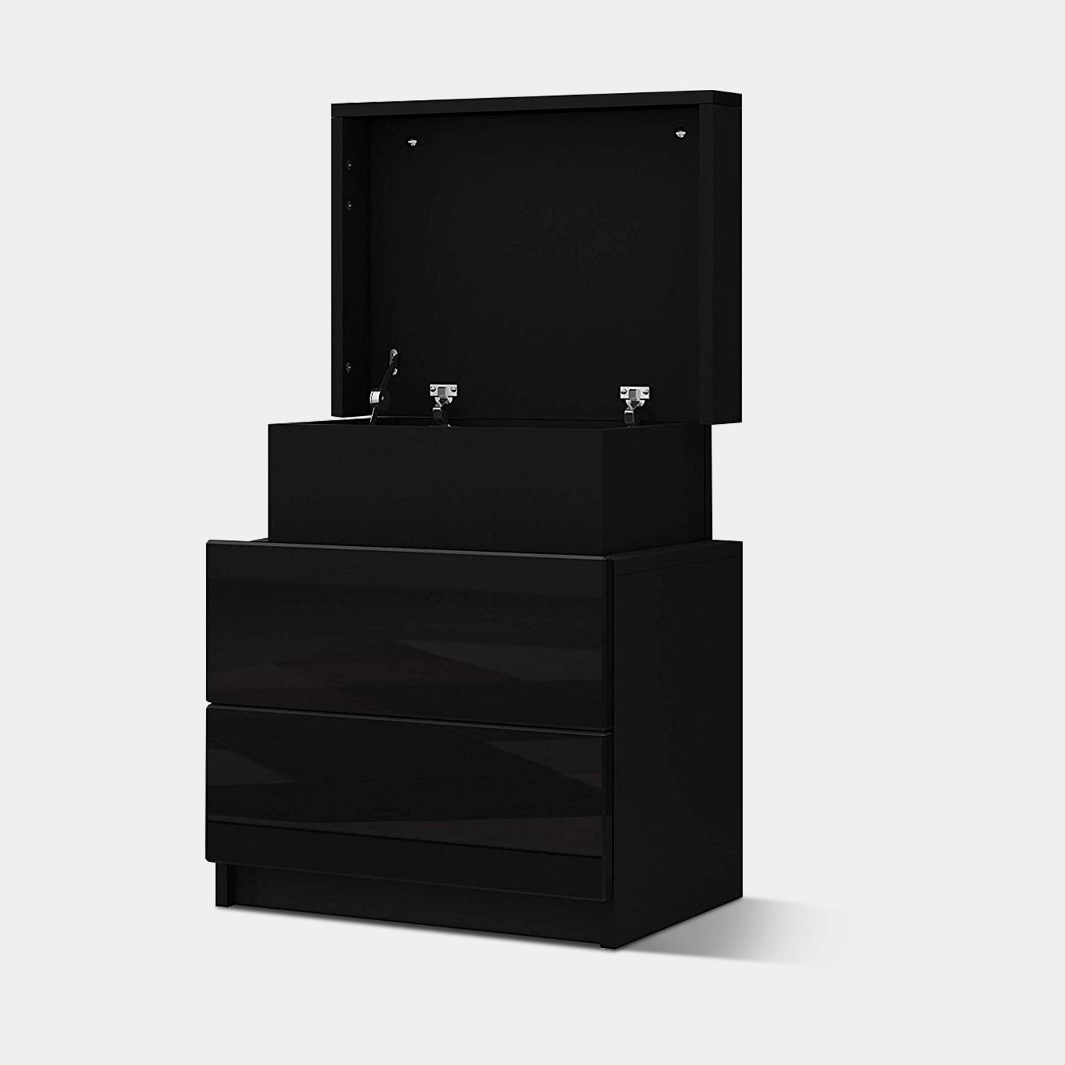Kumar LED Light Bedside Table [2 Drawers][Nightstand]-AUDUS INTERIORS