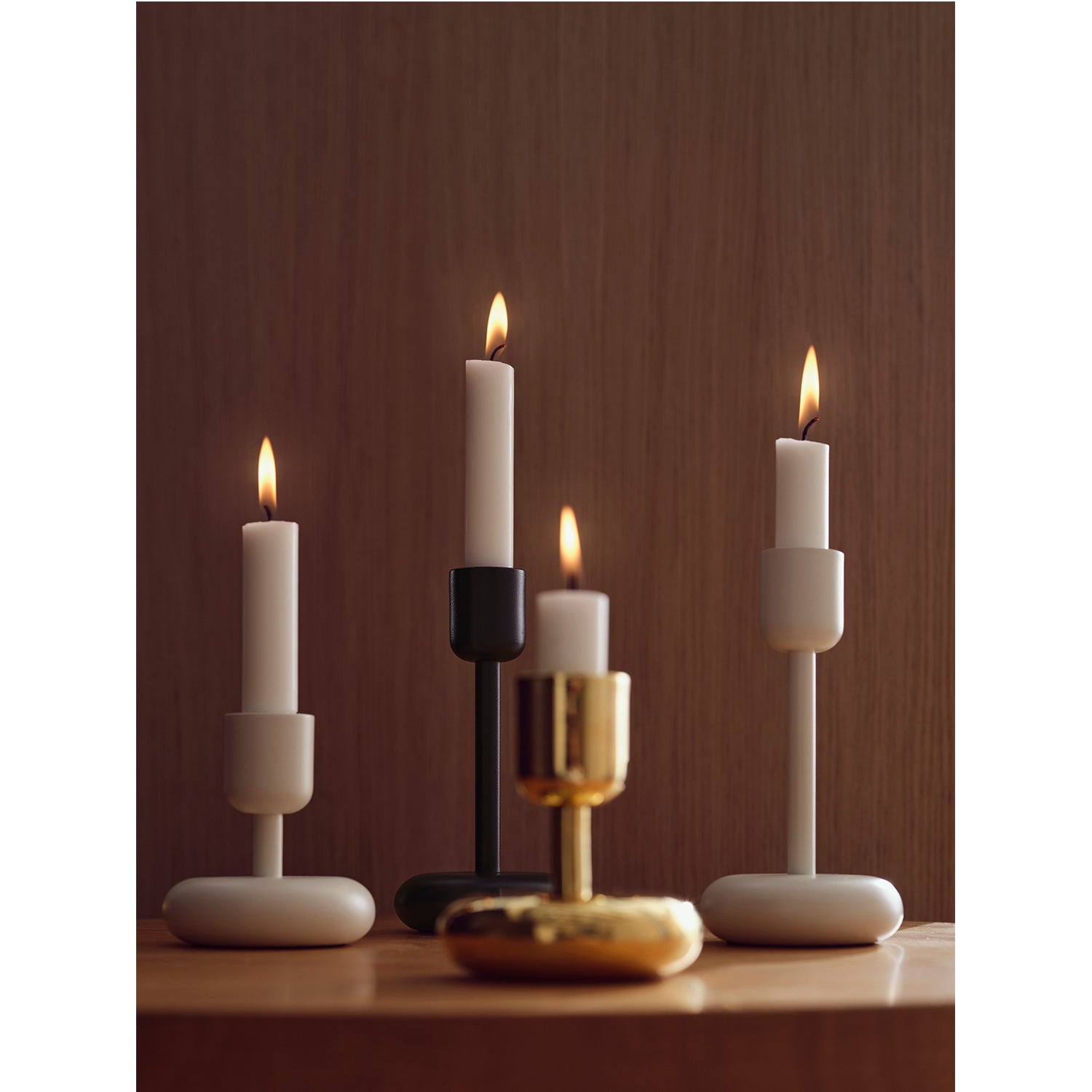 Nappula Tall Candle Holder, Brass-AUDUS INTERIORS