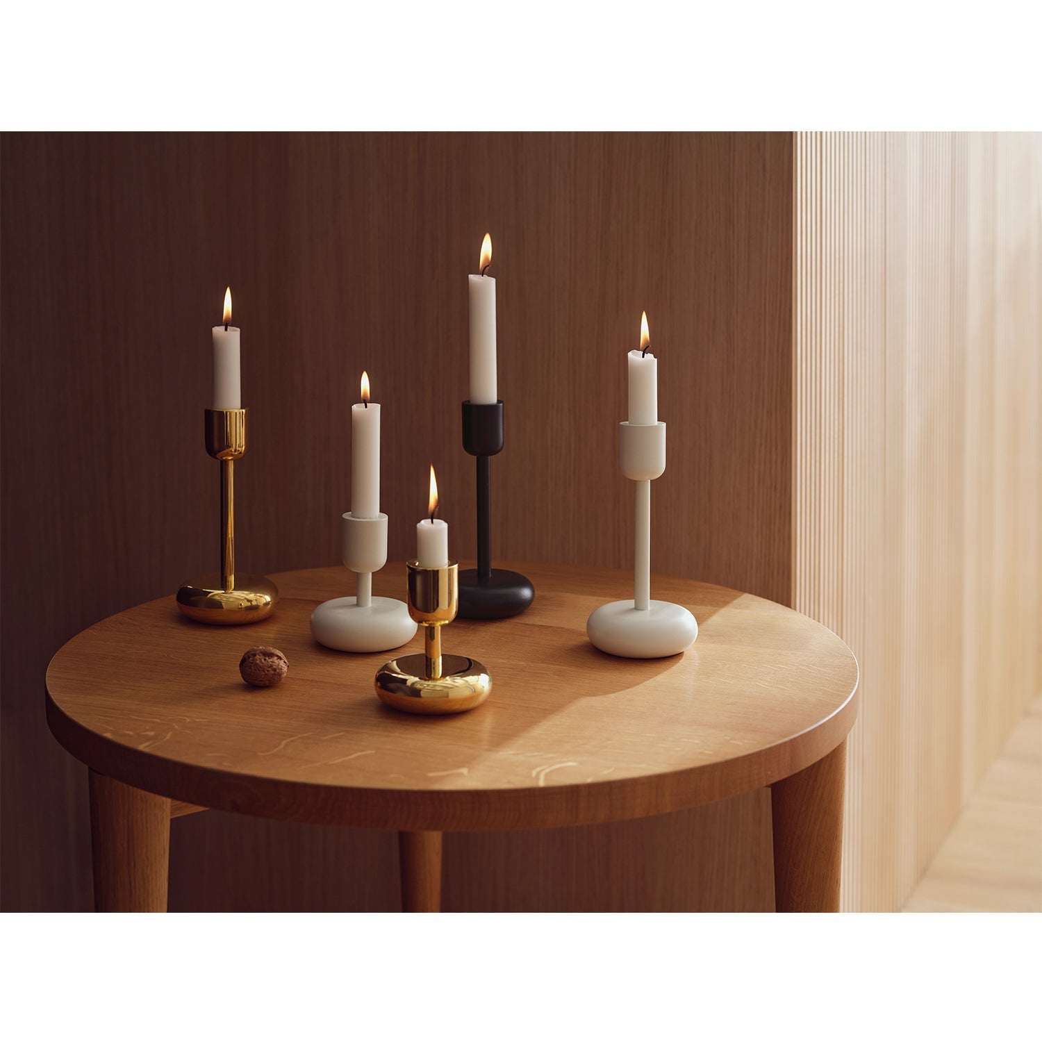 Nappula Tall Candle Holder, Brass-AUDUS INTERIORS