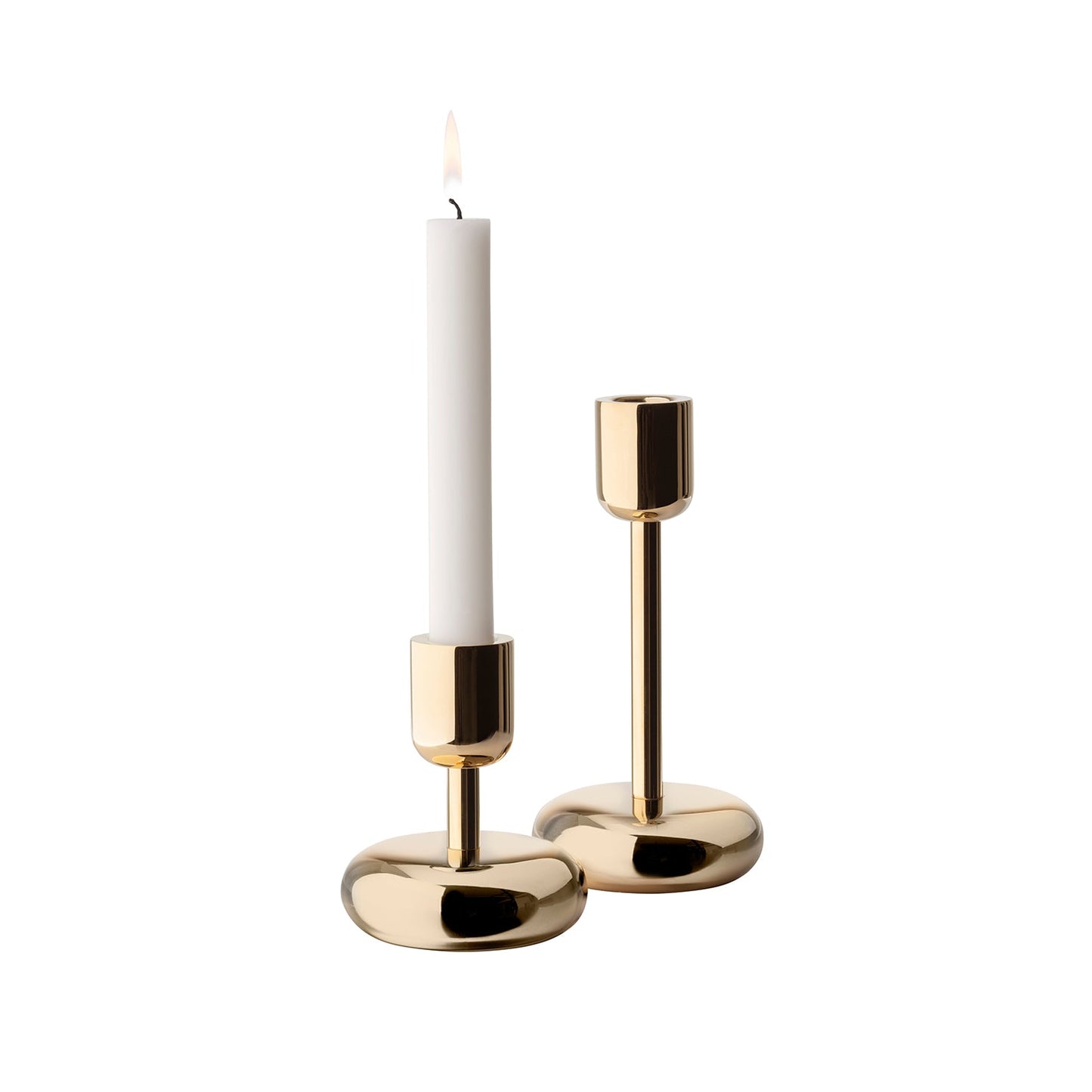 Nappula Tall Candle Holder, Brass-AUDUS INTERIORS